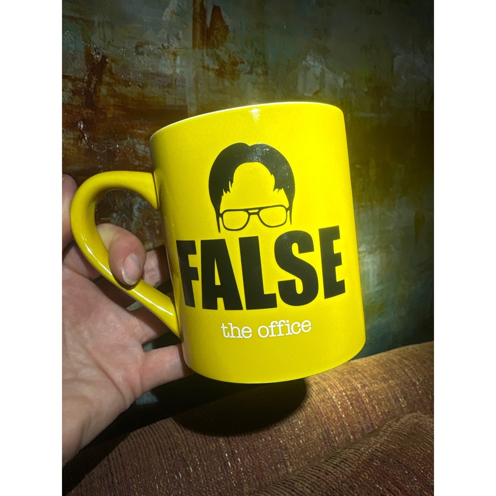 The Office Dwight Schrute False Yellow Ceramic Coffee Mug 14oz Silver Buffalo